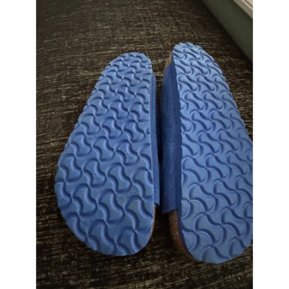 Birkenstock Bright Blue Suede Slides SZ 38 Made in Germany - Picture 5 of 5